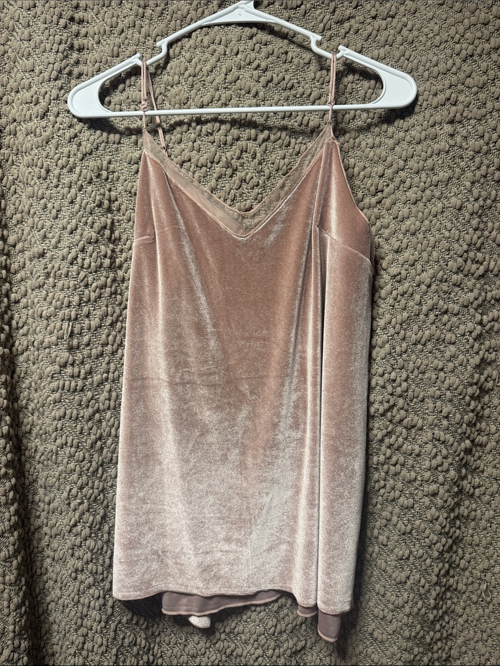 Free People Velvet Slip Dress in Blush Pink - Women's V-Neck Spaghetti Strap